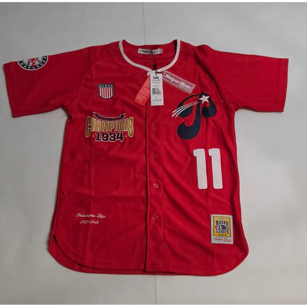 Headgear Classics Baseball Jersey Mens Small Red New Philadelphia Stars 1934 NL